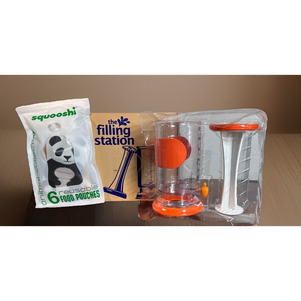 Squooshi Filling Station Baby Food Pouch Maker with 6 Reusable Pouches With Lids